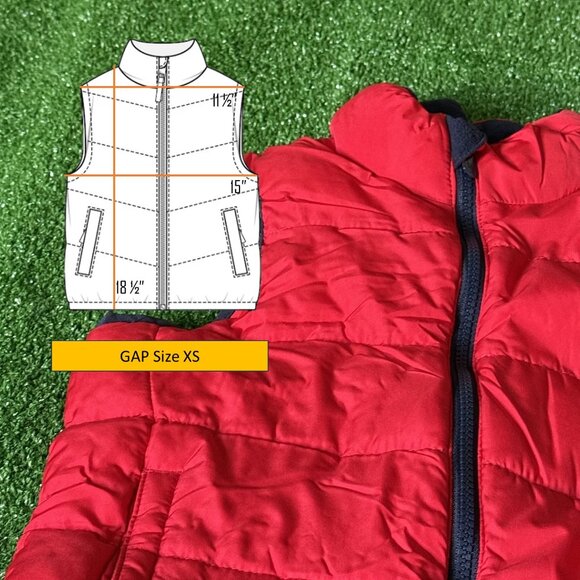 GAP Kids Modern Red Puffer Zipper Iconic Logo Sleeveless Jacket Vest Size XS 4-5 - Picture 2 of 15